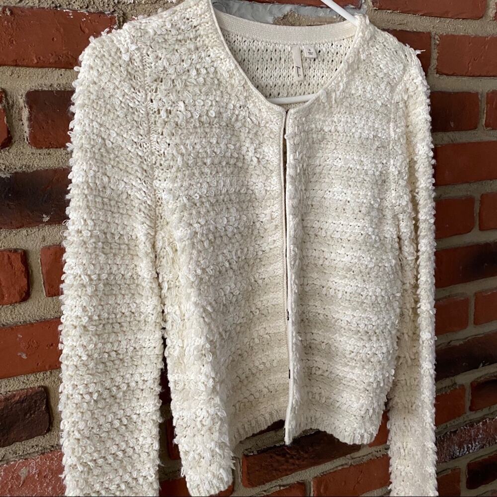 Women's Cream Cardigan sz S Frenchi Loop Knit Cardigan Sz S